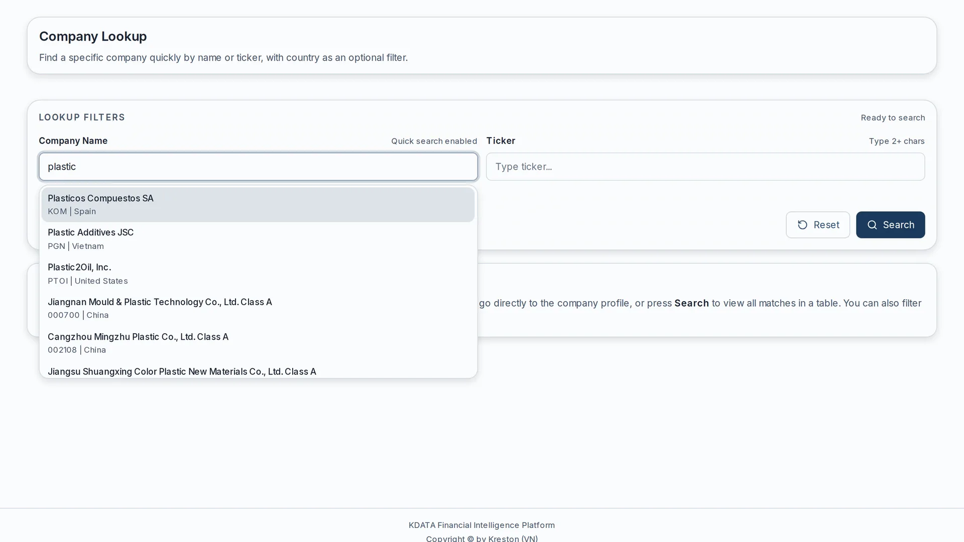 Company Lookup demonstration